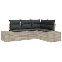 Set Divano da Giardino 4 pz-Sofa da Giardino-Divanetto da esterno Grigio chiaro polyrattan 731152