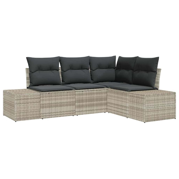 Set Divano da Giardino 4 pz-Sofa da Giardino-Divanetto da esterno Grigio chiaro polyrattan 731152