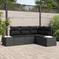 Set Divano da Giardino 4 pz-Sofa da Giardino-Divanetto da esterno Nero polyrattan 329449