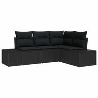 Set Divano da Giardino 4 pz-Sofa da Giardino-Divanetto da esterno Nero polyrattan 329449