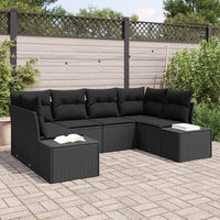 Set di divani da giardino a 6 pezzi con cuscini Nero Polyrattan 3347203