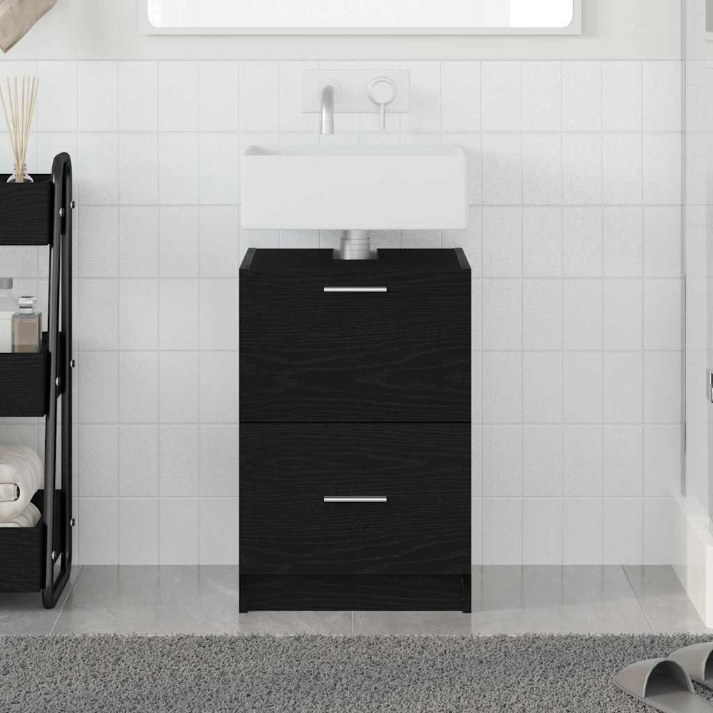 Mobile Lavabo  Rovere Nero 40x37x59 cm Legno Ingegnerizzato 868814