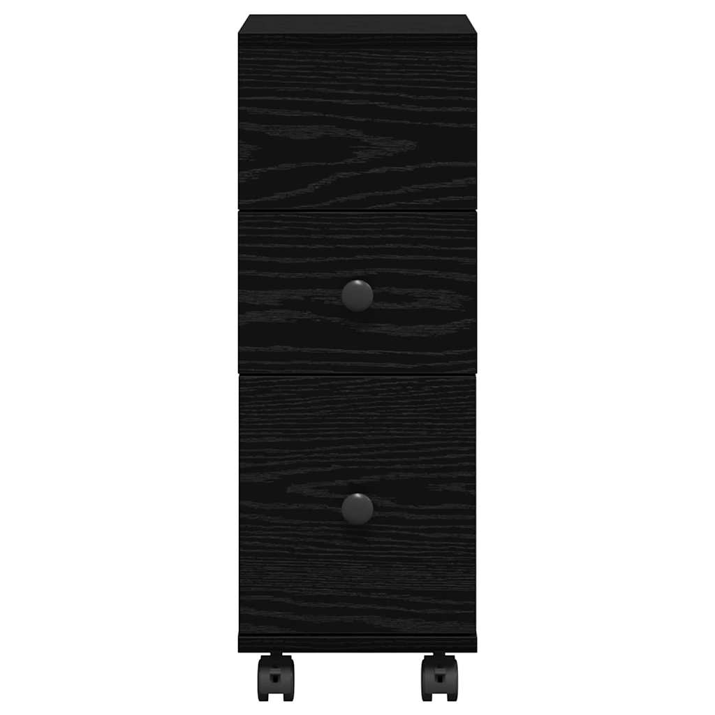 Armadio da Bagno Stretto con ruota Rovere nero 33 x 23 x 65 cm 869062