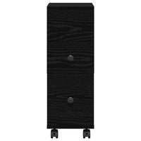 Armadio da Bagno Stretto con ruota Rovere nero 33 x 23 x 65 cm 869062