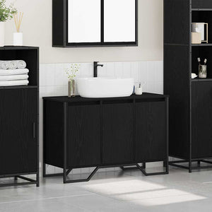 Mobile Lavabo  Rovere Nero 91x35x60 cm Legno Ingegnerizzato 869182