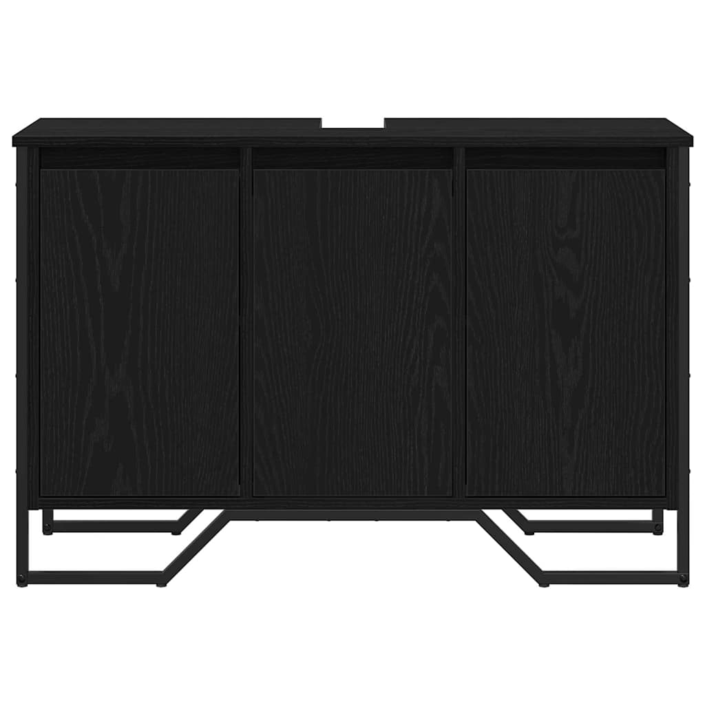 Mobiletto per Lavabo-Armadietto da bagno Altro Rovere Nero 91 x 35 x 60 cm
