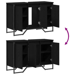 Mobile Lavabo  Rovere Nero 91x35x60 cm Legno Ingegnerizzato 869182
