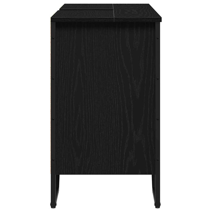 Mobile Lavabo  Rovere Nero 91x35x60 cm Legno Ingegnerizzato 869182