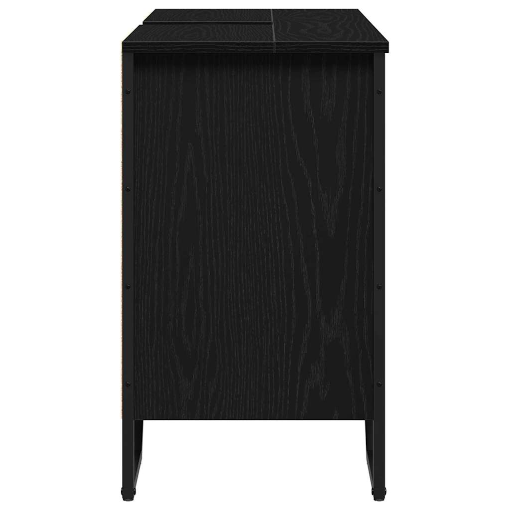 Mobiletto per Lavabo-Armadietto da bagno Altro Rovere Nero 91 x 35 x 60 cm