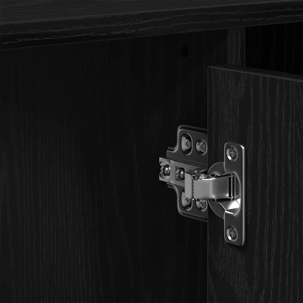 Armadio per Lavabo da Bagno-Armadietto da bagno-Mobiletto da bagno Rovere Nero 91 x 35 x 60 cm