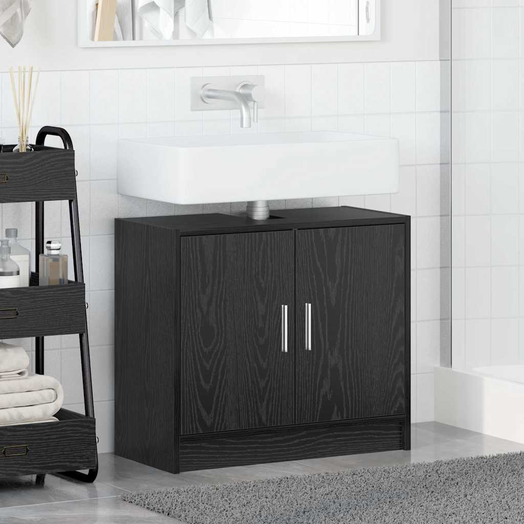 Mobile Lavabo Rovere Nero 63x29x55 cm Legno Ingegnerizzato 869208