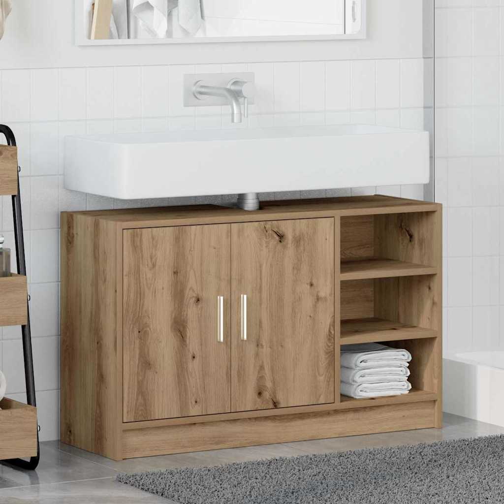 Mobile per Lavabo  Rovere Artigianale 90x29x55 cm Legno Ingegnerizzato 869210