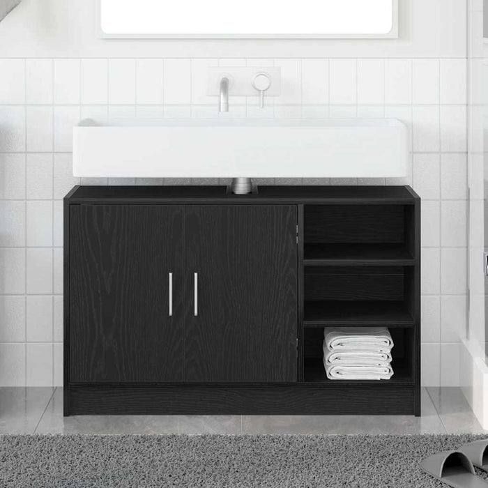 Armadio Lavabo  Rovere Nero 90x29x55 cm Legno Ingegnerizzato 869211