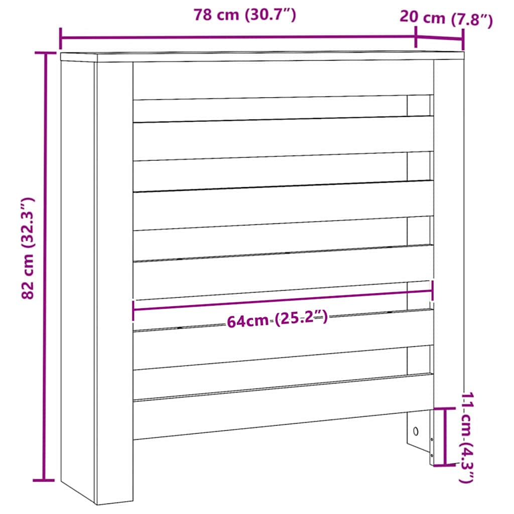 Copertura per radiatori Rovere Nero 78 x 20 x 82 cm 869218