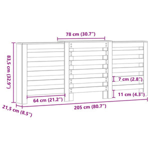 Copertura per radiatori Rovere Nero 205 x 21.5 x 83.5 cm 869222