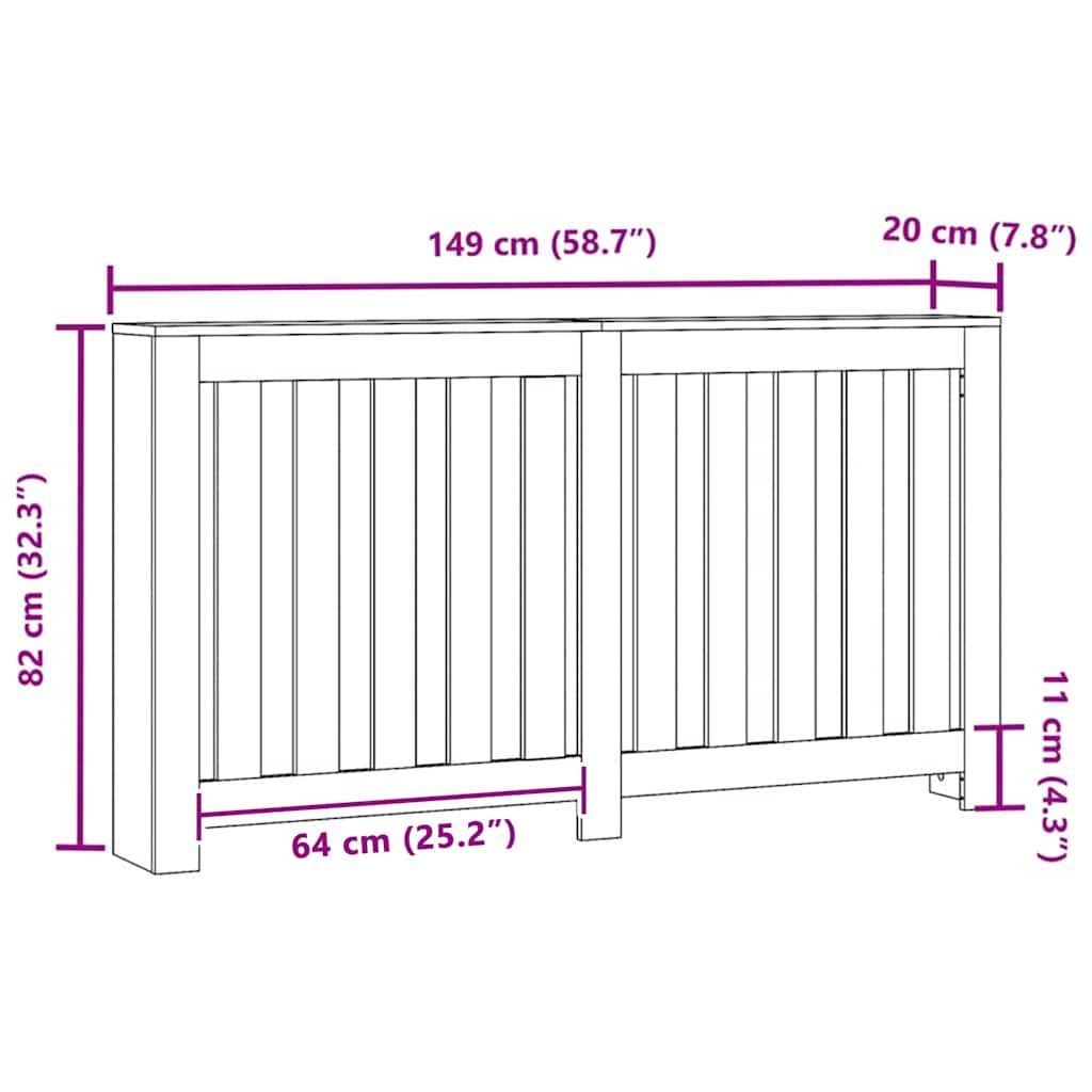 Copertura per radiatori Rovere Nero 149 x 20 x 82 cm 869225