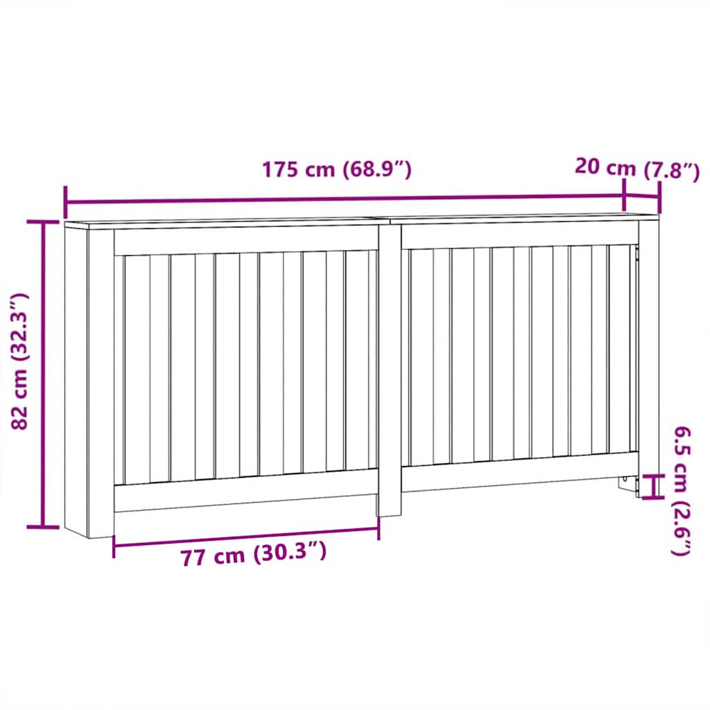 Copertura per radiatori Rovere Nero 175 x 20 x 82 cm 869226