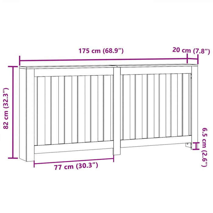 Copertura per radiatori Rovere Nero 175 x 20 x 82 cm 869226