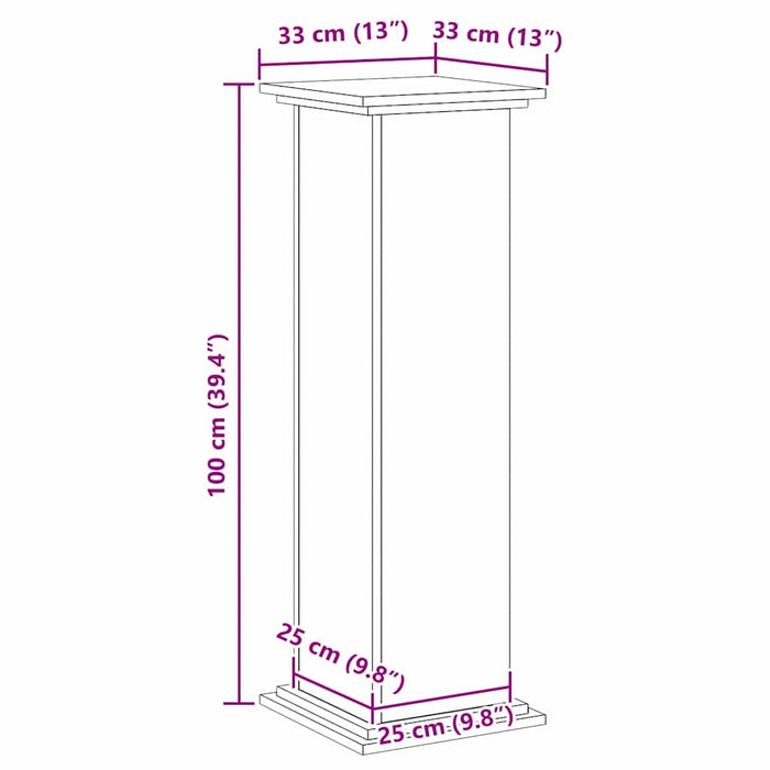 Supporto per piante Rovere nero 33 x 33 x 100 cm 869238
