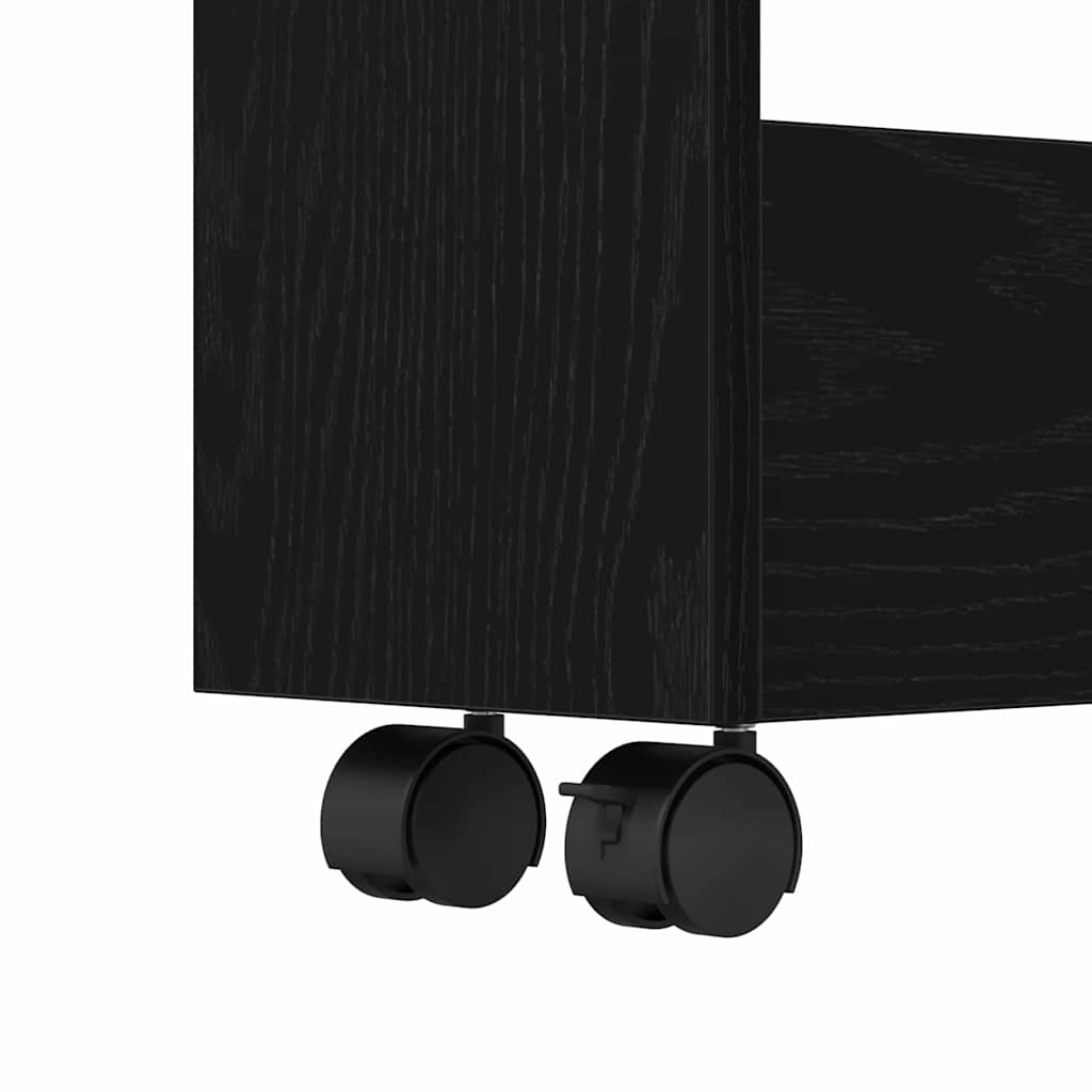 vidaXL Carrello di Stoccaggio Stretto Rovere Nero 60 x 18 x 70 cm