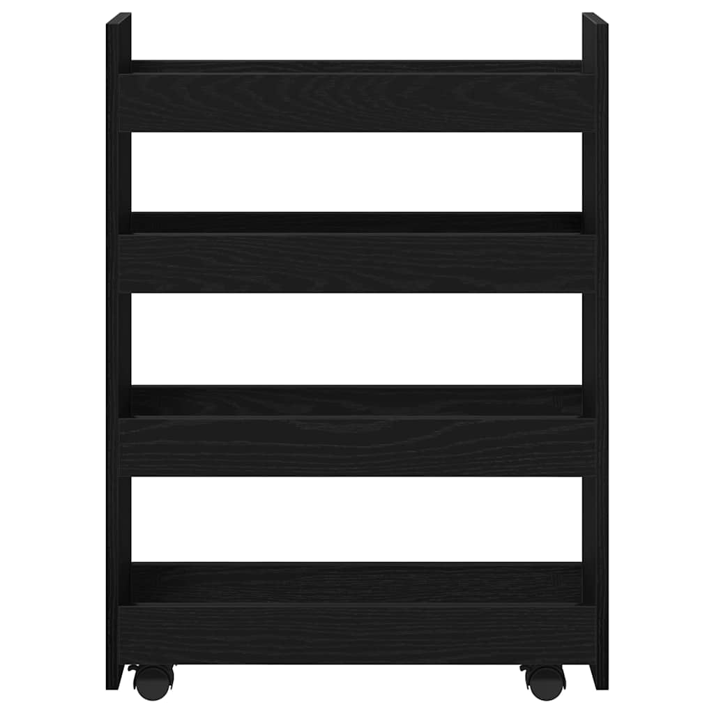 vidaXL Carrello di Stoccaggio Stretto Rovere Nero 60 x 20 x 82 cm