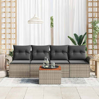 Set Divano da Giardino con cuscino 5 pz-Sofa da Giardino-Divanetto da esterno Grigio polyrattan 259136