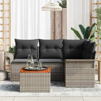 Set Divano da Giardino con cuscino 5 pz-Sofa da Giardino-Divanetto da esterno Grigio polyrattan 448578