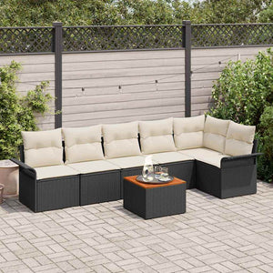 Set Divano da Giardino 7 pcs Nero Poly Rattan 3347334