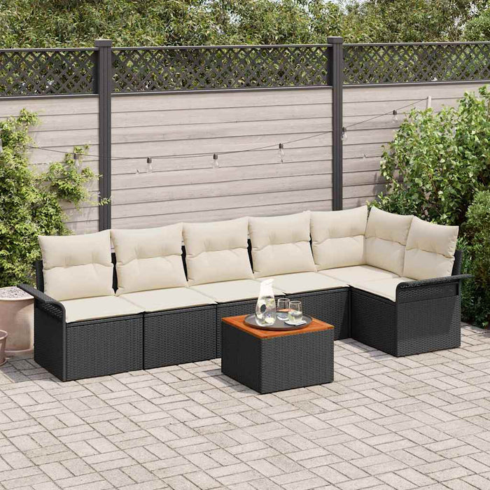 Set Divano da Giardino 7 pcs Nero Poly Rattan 3347334