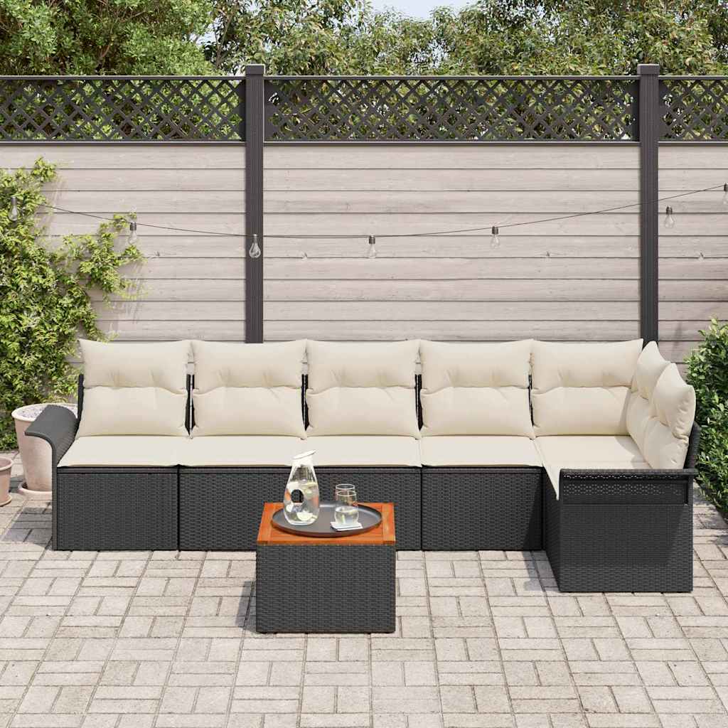 Set Divano da Giardino 7 pcs Nero Poly Rattan 3347334
