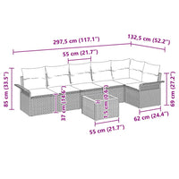 Set Divano da Giardino 7 pcs Nero Poly Rattan 3347334