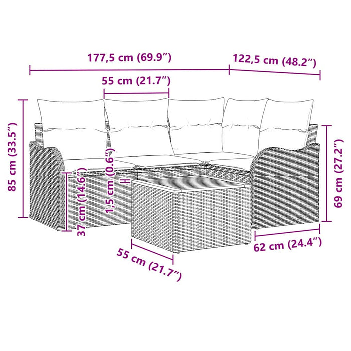 Set Divano da Giardino con cuscino 5 pz-Sofa da Giardino-Divanetto da esterno Nero polyrattan 286271