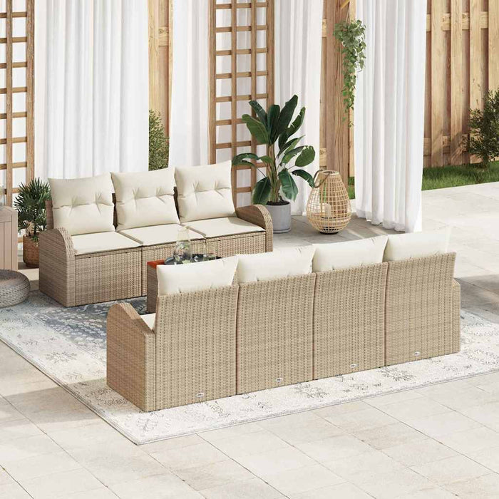 Set Divano da Giardino 8 pcs Beige Poly Rattan 3347540