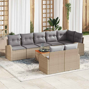 Set Divano da Giardino 9 pcs Beige Poly Rattan 3347595
