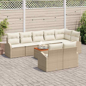 Set Divano da Giardino 9 pcs Beige Poly Rattan 3347596