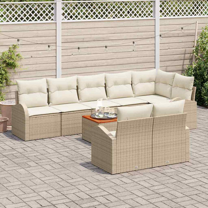Set Divano da Giardino 9 pcs Beige Poly Rattan 3347596