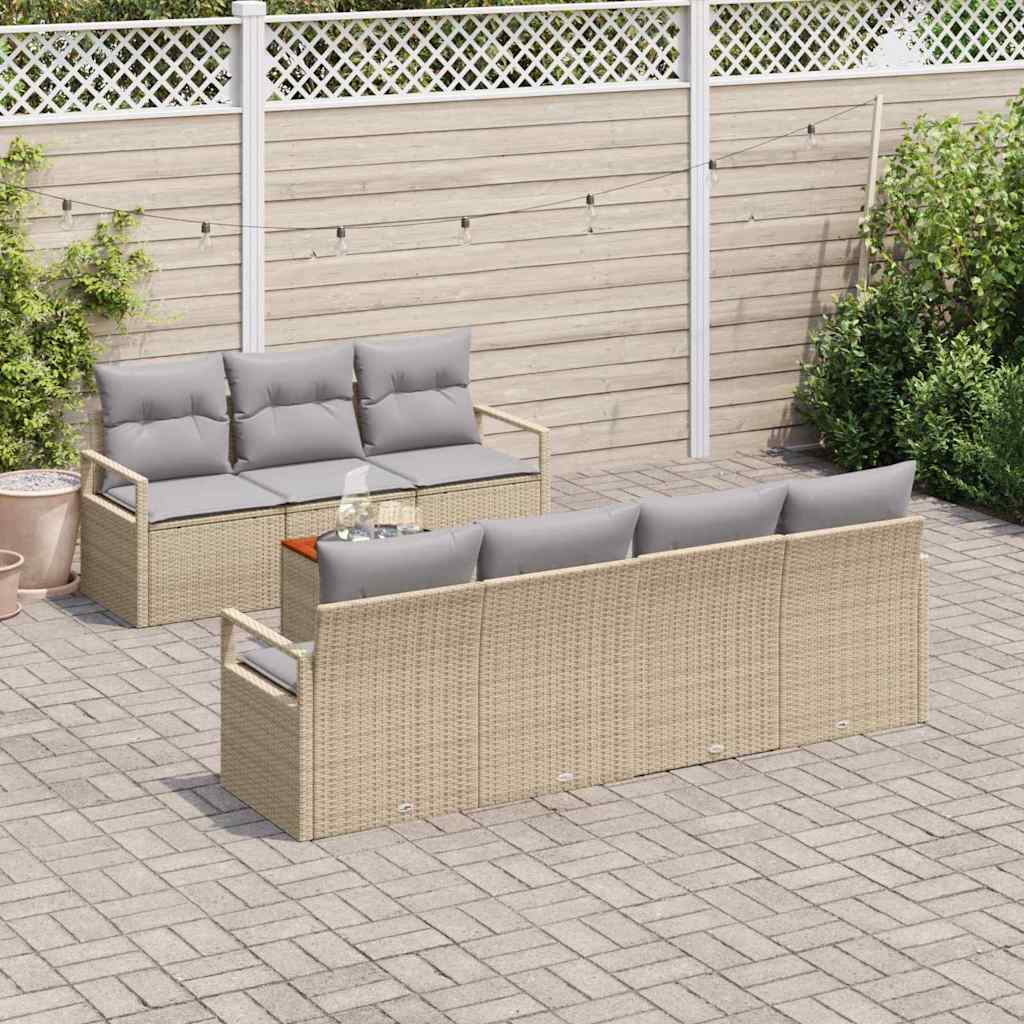Set da Giardino in 8 Pezzi con Cuscini Beige in Rattan Composito 3347665