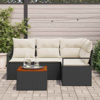 Set Divano da Giardino con cuscino 5 pz-Sofa da Giardino-Divanetto da esterno Nero Poly Rattan 815103
