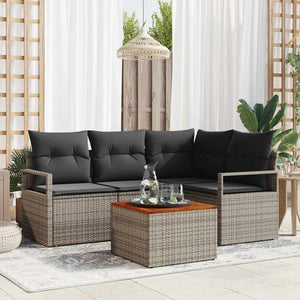 Set da Giardino a 5 Pezzi con Cuscini Grigi in Rattan Sintetico 3347699