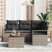 Set Divano da Giardino con cuscino 5 pz-Sofa da Giardino-Divanetto da esterno Grigio Poly Rattan 733553