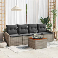 Set Divano da Giardino con cuscino 5 pz-Sofa da Giardino-Divanetto da esterno Grigio polyrattan 520416