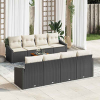 Set Divano da Giardino con cuscino 9 pcs Nero Poly Rattan 3347803
