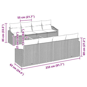 Set Divano da Giardino con cuscino 9 pcs Nero Poly Rattan 3347803