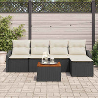 Set Divano da Giardino con cuscino 6 pz-Sofa da Giardino-Divanetto da esterno Nero polyrattan 534079