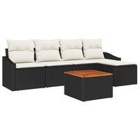 Set Divano da Giardino con cuscino 6 pz-Sofa da Giardino-Divanetto da esterno Nero polyrattan 534079