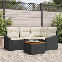 Set Divano da Giardino con cuscino 5 pz-Sofa da Giardino-Divanetto da esterno Nero polyrattan 275873