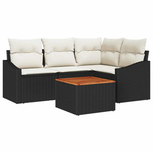 Set Divano da Giardino con cuscino 5 pz-Sofa da Giardino-Divanetto da esterno Nero polyrattan 275873