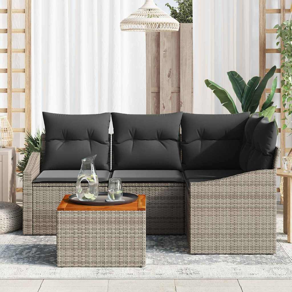 Set Divano da Giardino con cuscino 5 pz-Sofa da Giardino-Divanetto da esterno Grigio polyrattan 512177