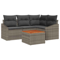 Set Divano da Giardino con cuscino 5 pz-Sofa da Giardino-Divanetto da esterno Grigio polyrattan 512177