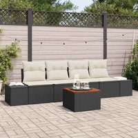 Set Divano da Giardino con cuscino 5 pz-Sofa da Giardino-Divanetto da esterno Nero Poly Rattan 748321